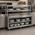 Thumbnail image #3 for Randell RCC-80.5 Modular Center-Island Chef Service Counter, 80-1/2 Inch Center Section with Plate Storage Cabinet, Double Overshelf and Left Wing Wall