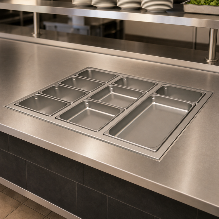 Product image #3 for Hatco HWBI43-3MA Drop-In Modular/Ganged Heated Well, 3-Pan, Manifold Drain & Auto-Fill