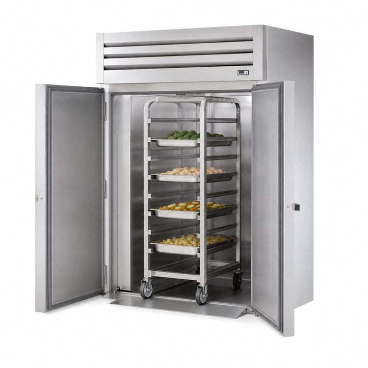 Product image #3 for True Spec Series 2-Section Roll-In Freezer with Locking Stainless Steel Doors and Self-Contained Refrigeration