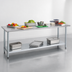 Thumbnail image #3 for Duke 144-Inch x 36-Inch Stainless Steel Work Table with Galvanized Undershelf and Posts, No Backsplash