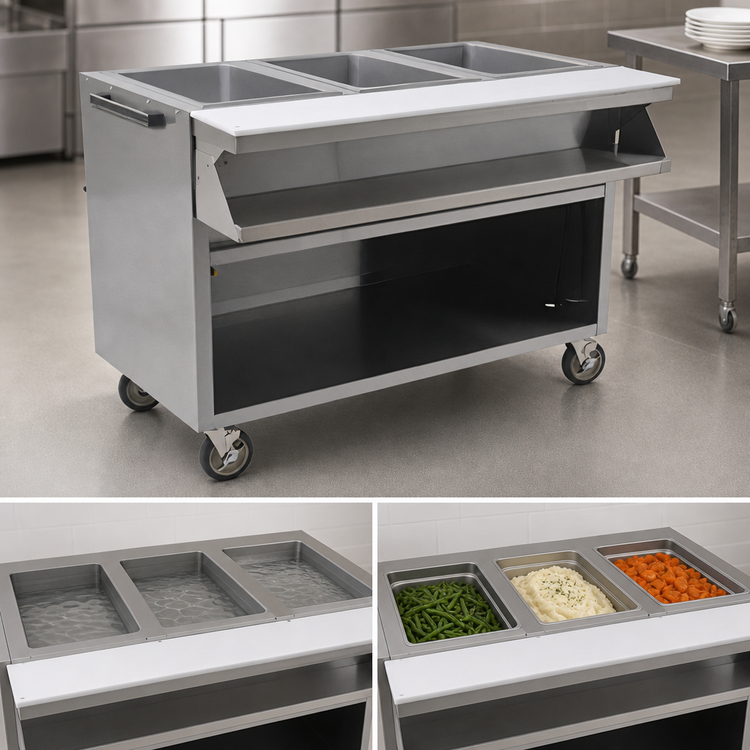 Product image #3 for Spec-Master Mobile Electric Sealed Well Hot Food Table with Open Front, 2 x 12 x 20 Wells, 208V