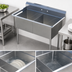Thumbnail image #3 for 2-Compartment Stainless Steel Sink with 9-3/4 Inch Backsplash and Galvanized Steel Legs