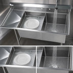 Thumbnail image #3 for Klinger's Trading EIT2DL Two-Compartment Stainless Steel Sink with Left Drainboard, 24 x 24 x 14-Inch Bowls and 8-1/2-Inch Backsplash