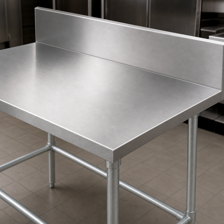Product image #3 for Advance Tabco 72" x 24" 14-Gauge 304 Stainless Steel Work Table with 10" Backsplash and Galvanized Open Base