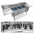 Thumbnail image #3 for John Boos DT3PB244-2D24L Three-Compartment Clean Dishtable/Pot Sink with 2 Drainboards and Right-Side Dish Machine Attachment