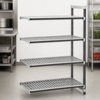 Thumbnail image #3 for Cambro Camshelving® Elements EXA184884V4480 4-Tier Vented Polymer Shelving Unit, Stationary Add-On, 18 x 48 x 84 Inches, Speckled Gray
