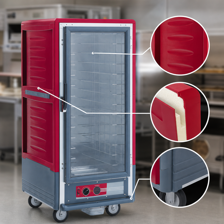 Product image #3 for Metro C5 3 Series Mobile 3/4 Height Insulated Heated Holding Cabinet with Clear Polycarbonate Door, 27 Pan Capacity, 120V