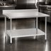 Thumbnail image #3 for Deluxe Series 120-Inch x 24-Inch Stainless Steel Work Table with 4-1/2-Inch Backsplash and Undershelf