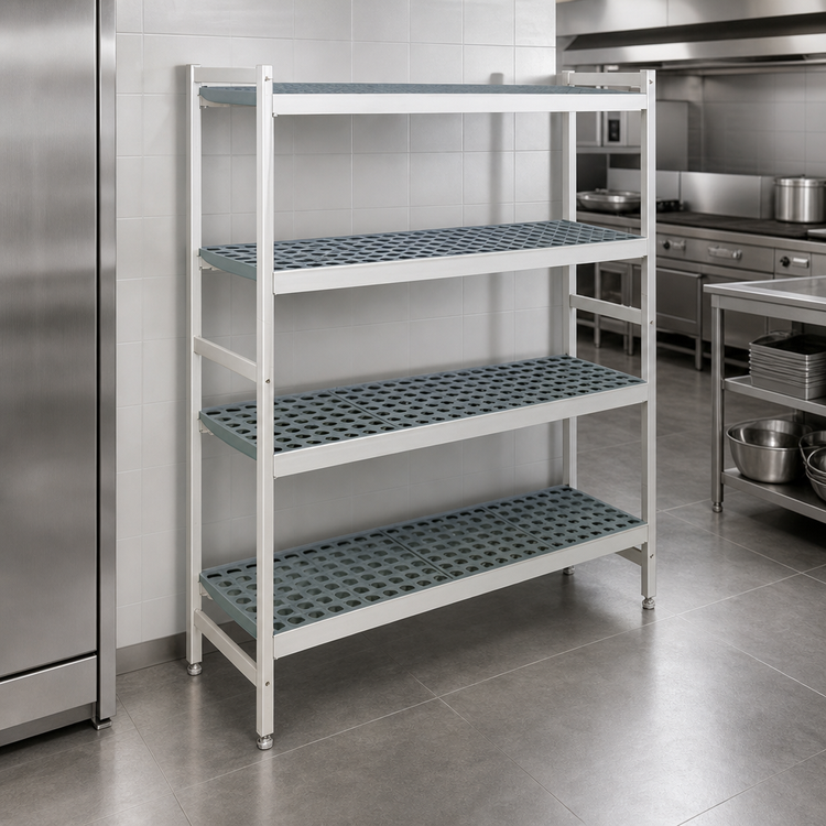 Product image #3 for Fermostock 4-Tier Stationary Starter Shelving Unit with Removable Polymer Inserts, 26"W x 18"D x 66"H