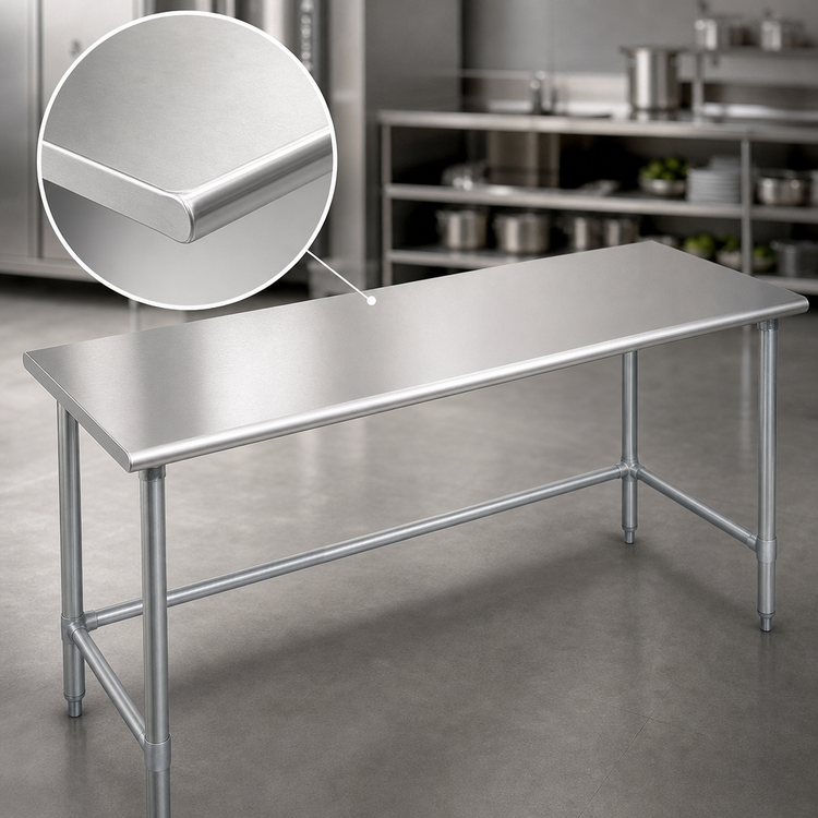 Product image #3 for Eagle Group Deluxe Series 84"W x 36"D Flat Top Stainless Steel Work Table with Galvanized Tubular Base