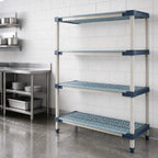 Thumbnail image #3 for Metro MetroMax 4 MF-246074G-A-4 Add-On All-Polymer Shelving Unit, 4 Open Grid Shelves, 60 x 24 x 74 Inches Case of 2