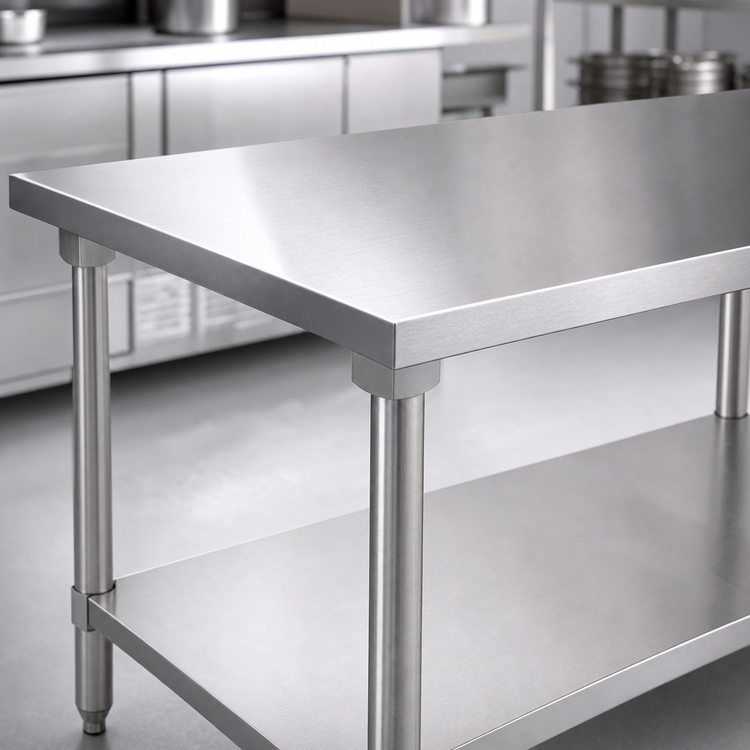 Product image #3 for Elite Series 60 x 24-Inch 430 Stainless Steel Flat Top Work Table with Galvanized Undershelf