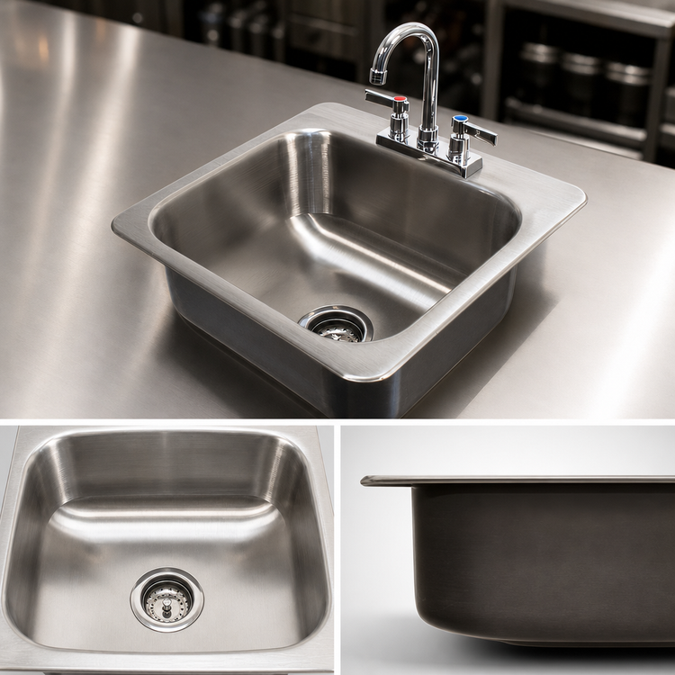 Product image #3 for Single-Compartment Drop-In Stainless Steel Sink with 16 x 14-Inch Bowl, 8-Inch Deep Bowl, Faucet, and Basket Drain