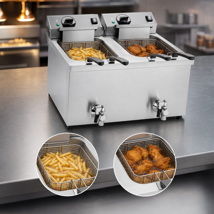 Product image #3 for Vollrath CF4-3600DUAL Countertop Double-Well Electric Deep Fryer, 15 lb Capacity, 208-240V