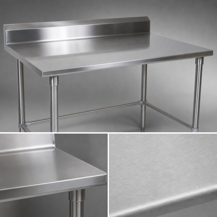 Product image #3 for John Boos Stallion 30 x 36 Inch Stainless Steel Corner Work Table with 5 Inch Backsplash