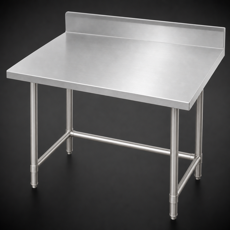 Product image #3 for Advance Tabco 30" x 30" Corner Stainless Steel Work Table with 5" Backsplash, 16-Gauge 304 Top