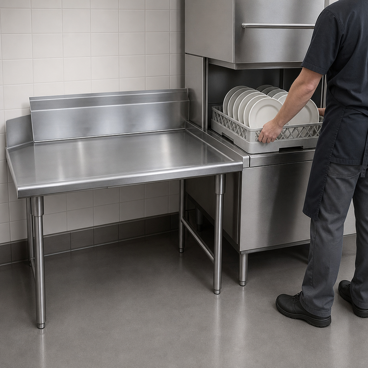 Product image #3 for Advance Tabco Special Value Series Straight Left-Hand Dish Table, 47 x 30 Inches, 16/304 Stainless Steel