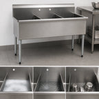 Thumbnail image #3 for Eagle Group 1836-3-16/4 Three-Compartment Utility Sink, 37-3/8 Inch W x 22 Inch D, 16-Gauge 430 Stainless Steel, No Drainboards