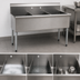 Thumbnail image #3 for Eagle Group Three-Compartment Utility Sink, 37-3/8 Inch W x 22 Inch D, 16-Gauge 430 Stainless Steel, No Drainboards