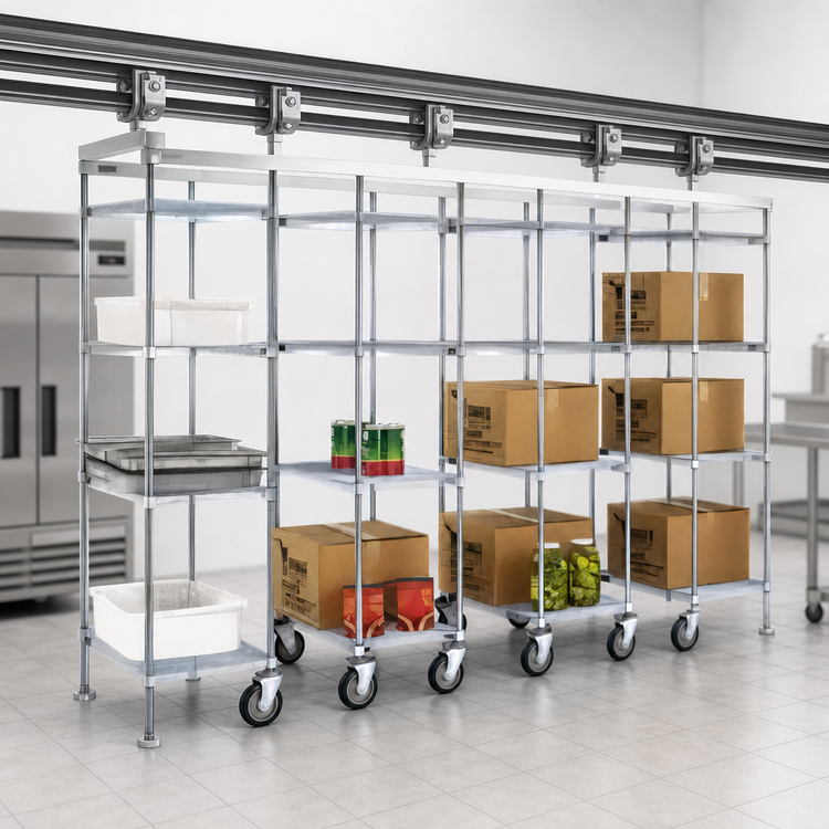 Product image #3 for Master Trak Overhead Track Stationary End/Intermediate Unit Kit with 74-Inch Posts, Chrome Finish