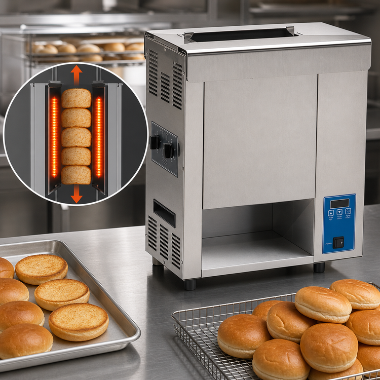 Product image #3 for Antunes Vertical Contact Conveyor Toaster with Dual-Sided Heated Platen, Countertop, 208V
