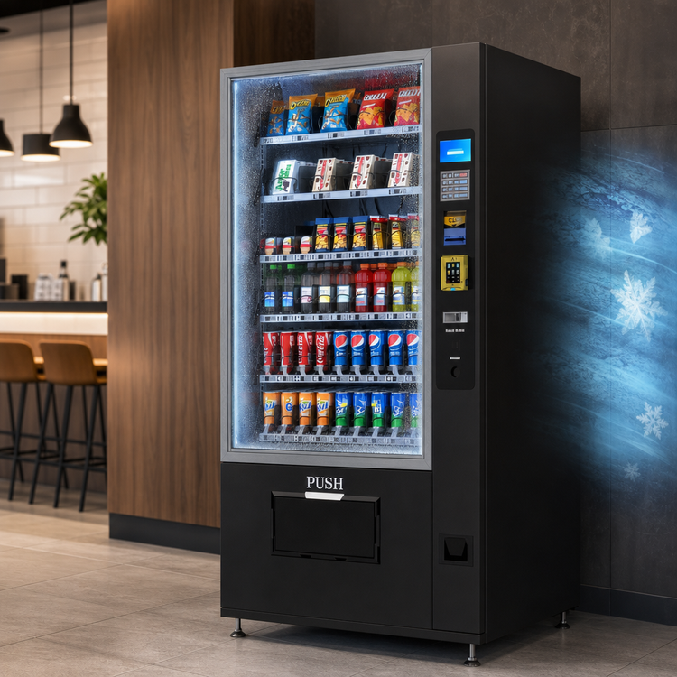 Product image #3 for KoolMore 60-Slot Refrigerated Snack Vending Machine with Bill, Coin, and Credit Card Acceptance, Black