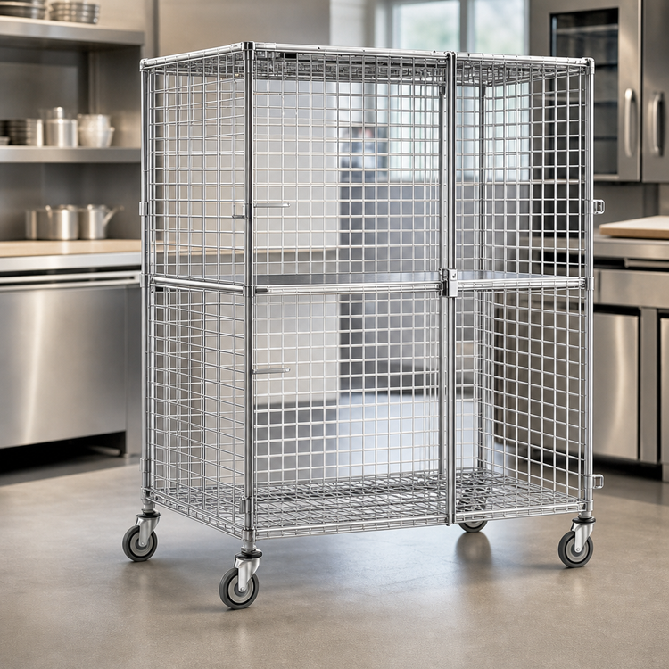 Product image #3 for Eagle Group QuadTruss Mobile Security Cage, 39-1/4 W x 33-1/4 D x 69 H, Chrome-Plated Wire