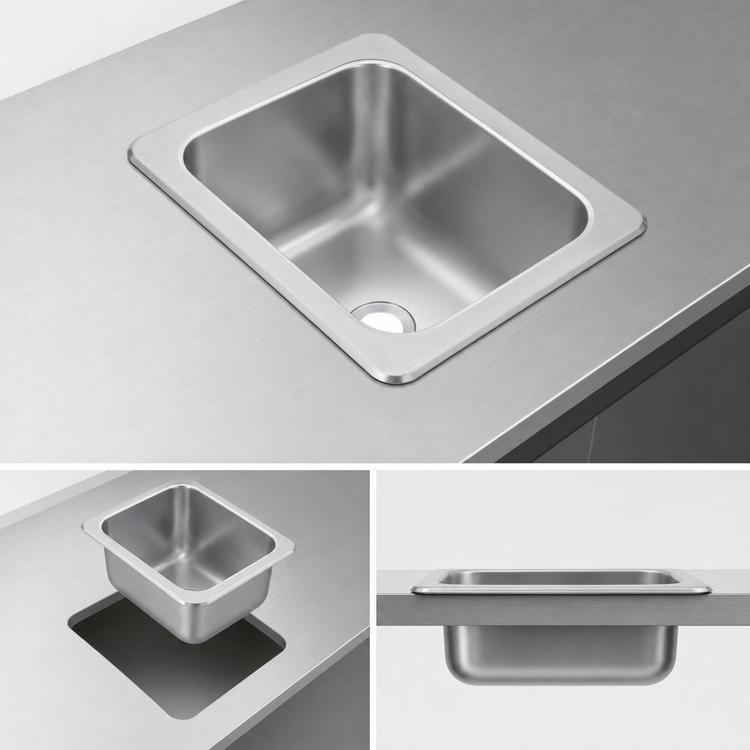 Product image #3 for Vollrath Self-Rimming Single-Bowl Drop-In Sink, 10 x 14 x 10 Bowl, 2-Inch Drain