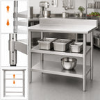 Thumbnail image #3 for Eagle Group 3048SADJUS-18/4-X Adjustable 18-Gauge 430 Stainless Steel Work Table Undershelf, 48"W x 30"D