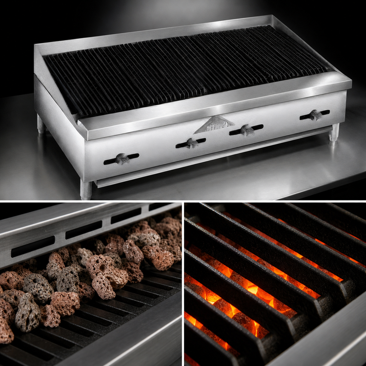 Product image #3 for Comstock-Castle 48-Inch Countertop Gas Lava Rock Char-Broiler with Cast Iron Grates