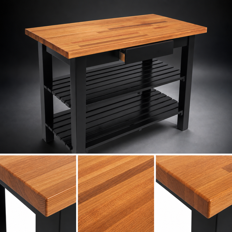 Product image #4 for John Boos Appalachian Oak Wood Top Work Table, 48 x 36 x 34-3/4 Inches, 1-1/2 Inch Thick Edge Grain Top