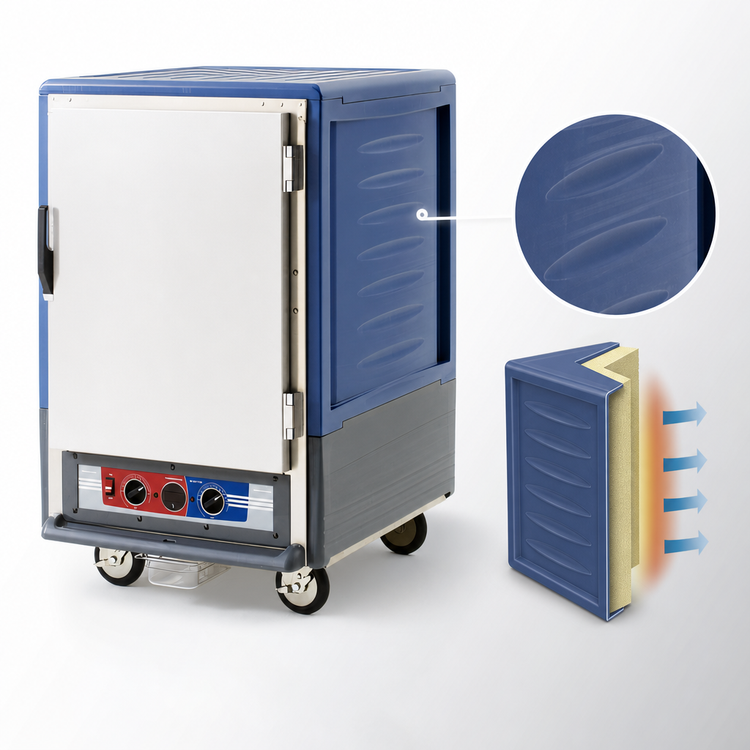 Product image #3 for Metro C5 3 Series Half-Height Mobile Heated Holding & Proofing Cabinet, Moisture Module, Blue Insulation Armour, Solid Door, Universal Wire Slides