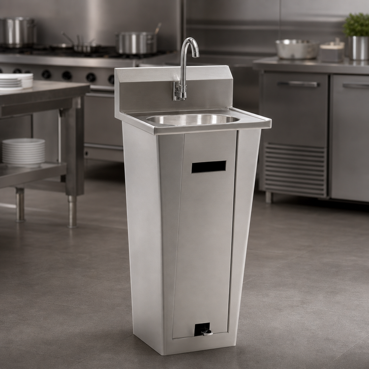 Product image #3 for Eagle Group HSA-10-FA-1P Pedestal-Mounted Single Foot Pedal Hand Sink with Splash-Mount Gooseneck Spout