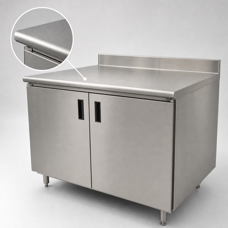 Product image #3 for Advance Tabco Special Value Economy Enclosed Work Table with Cabinet Base, Sliding Doors, 304 Stainless Steel Top, 84 x 30 Inches