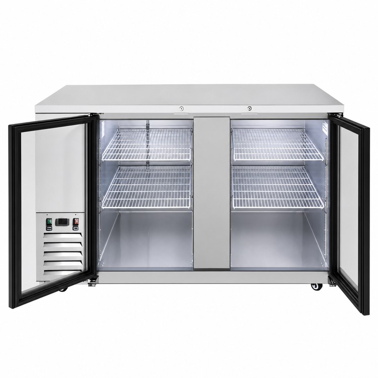 Product image #4 for Atosa Two-Section Back Bar Cooler with 2 Locking Glass Doors, 68-Inch Wide, 21.5 Cu. Ft.