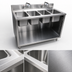Thumbnail image #3 for BK Resources 48-Inch Four-Compartment Stainless Steel Sink Cabinet, Open Front, with 2 Gooseneck Faucets and 4 Drains
