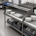 Thumbnail image #3 for John Boos Double-Sided Solid Stainless Steel Sorting Shelf for Soiled Dish Tables, 96 x 30-1/2 Inch