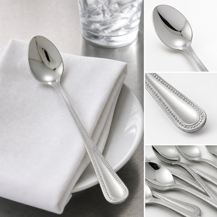 Product image #4 for Winco Deluxe Pearl 7-1/8 Inch 18/8 Stainless Steel Extra Heavy Weight Mirror Finish Iced Tea Spoon
