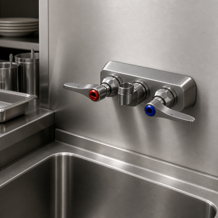 Product image #3 for T&S Brass Wall-Mount Workboard Mixing Faucet, 4-Inch Centers, Less Nozzle