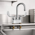 Thumbnail image #3 for Fisher 84800 Deck-Mount Mixing Faucet, 4-Inch Centers, 6-Inch Gooseneck Spout, Wrist Blade Handles, Ceramic Valves
