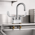 Thumbnail image #3 for Fisher 84800 Deck-Mount Mixing Faucet — 4-Inch Centers, 6-Inch Gooseneck Spout, Wrist Blade Handles (2.2 GPM)