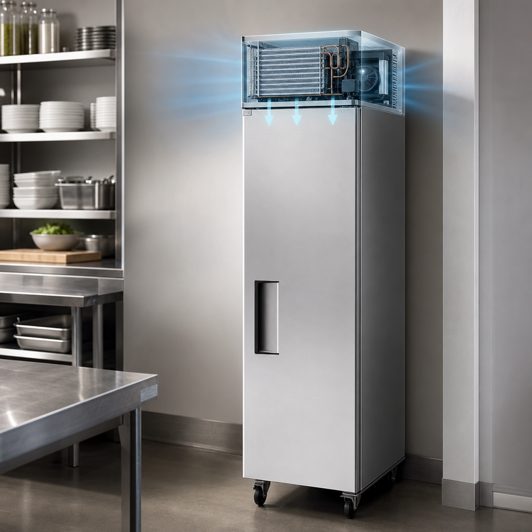 Product image #4 for Atosa 13 Cu. Ft. Top-Mount Self-Contained Reach-In Refrigerator, 1-Section, Stainless Steel, Solid Locking Door