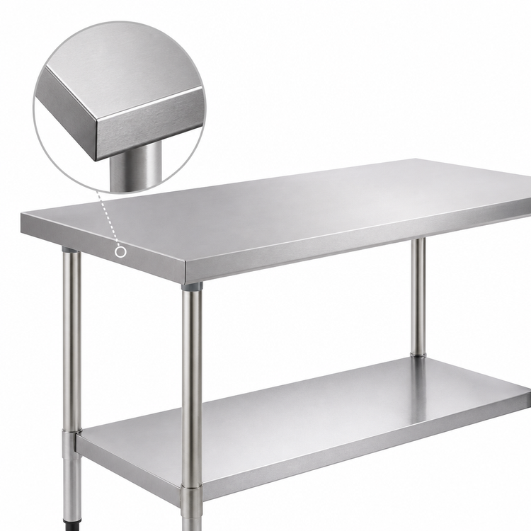 Product image #3 for Eagle Deluxe Series 120" x 24" Stainless Steel Work Table with Undershelf