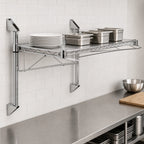 Thumbnail image #3 for Quantum WC14-CB1454C Wall-Mount Cantilever Single-Shelf Wire Shelving Kit, 54 x 14 Inches, Chrome-Plated