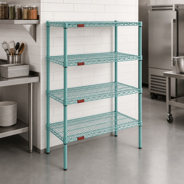 Product image #3 for EagleGard 4-Tier Stationary Wire Starter Shelving Unit with QuadTruss Shelves, 72W x 24D x 63H