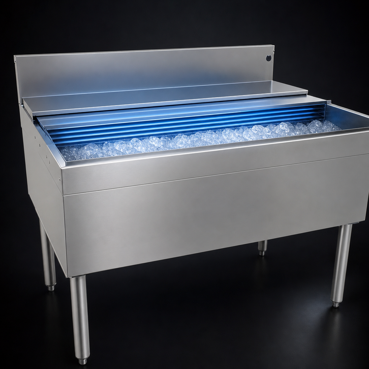 Product image #3 for Glastender 42-Inch Stainless Steel Underbar Ice Bin with 10-Circuit Cold Plate, 149 lb. Ice Capacity