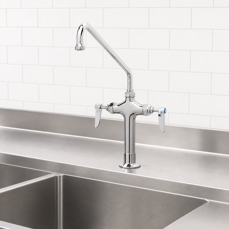 Product image #3 for T&S Brass Single-Hole Deck-Mount Swivel Pantry Mixing Faucet with 12-Inch Swing Nozzle and Stream Regulator Outlet