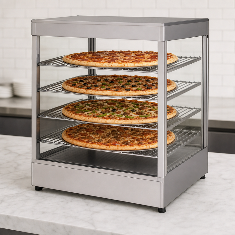Product image #3 for Doyon DRP4 Countertop Hot Food Display Warmer with 4-Shelf Rack, Holds 4 18-Inch Pizzas