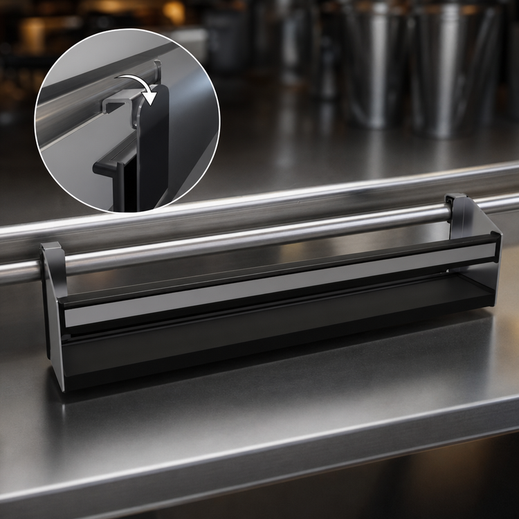 Product image #3 for Glastender 36-Inch Single Clip-On Speed Rail with Open Channel-and-Rail Design