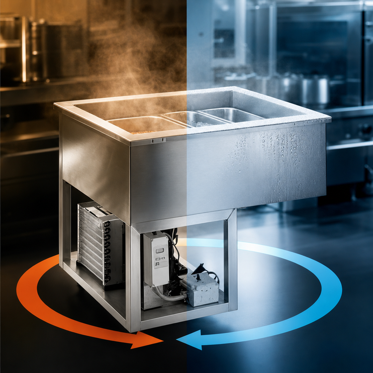 Product image #3 for Wells HRCP-7500 Dual-Temperature 5-Pan Self-Contained Drop-In Hot/Cold Food Well